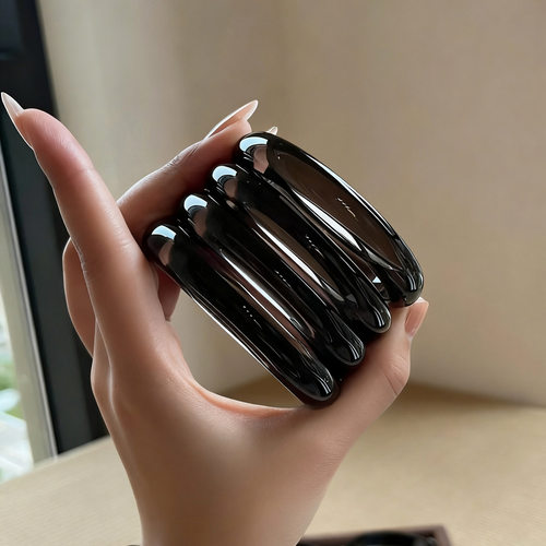 天然冰种黑曜石手镯净体高冰透