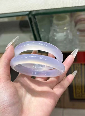 天然紫罗兰玉髓玛瑙手镯芋泥啵啵冰透紫色镯子白月光手镯荔枝冻