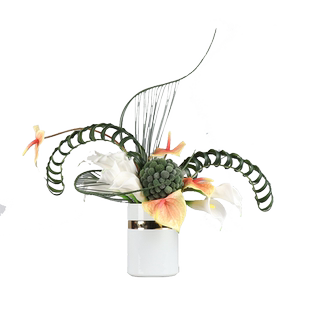现代新中式仿真架构花家居客厅软装玄关电视柜绿植酒店名宿摆件