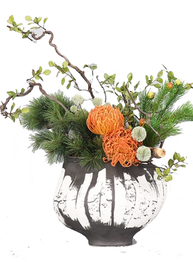 新中式仿真花艺大堂吧台花瓶摆件