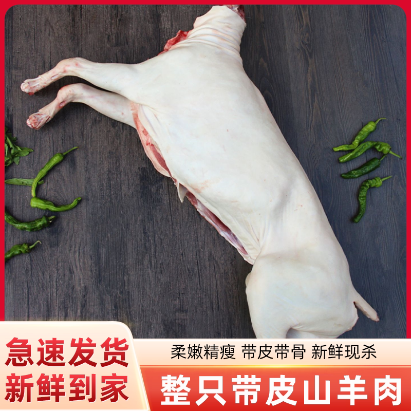 新鲜现杀整只全羊带皮山羊肉40斤散养半只羊带羊排羊脖子羊腿肉