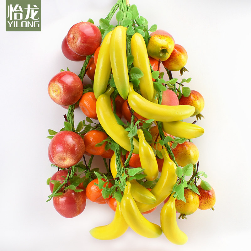 仿真蔬菜水果挂串假香蕉玉米大蒜农家乐苹果装饰品农作物模型挂件