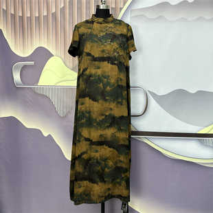 诗梦家重工钉珠刺绣提花冠乐绉香云纱连衣裙复古水墨风个性 裙6068