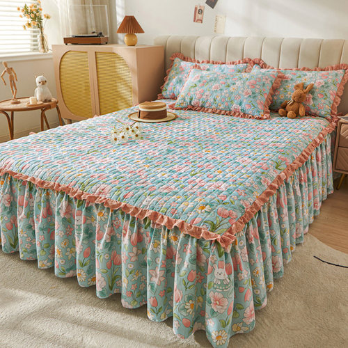 床裙夹棉床裙单件韩版荷叶花边