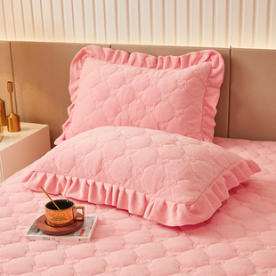 冬季 加绒单人48x74cm枕芯内胆套加厚 纯色夹棉a类牛奶绒枕套一对装