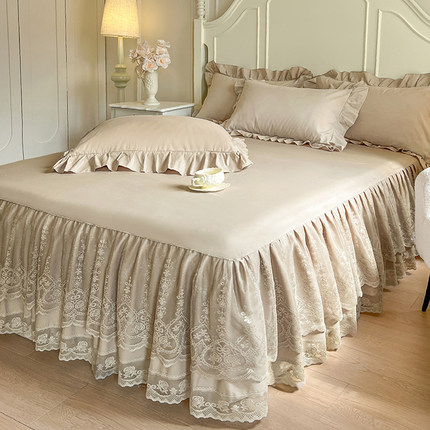 韩版床裙式床罩单件床套高级感蕾丝花边床围裙防尘遮丑保护套夏季