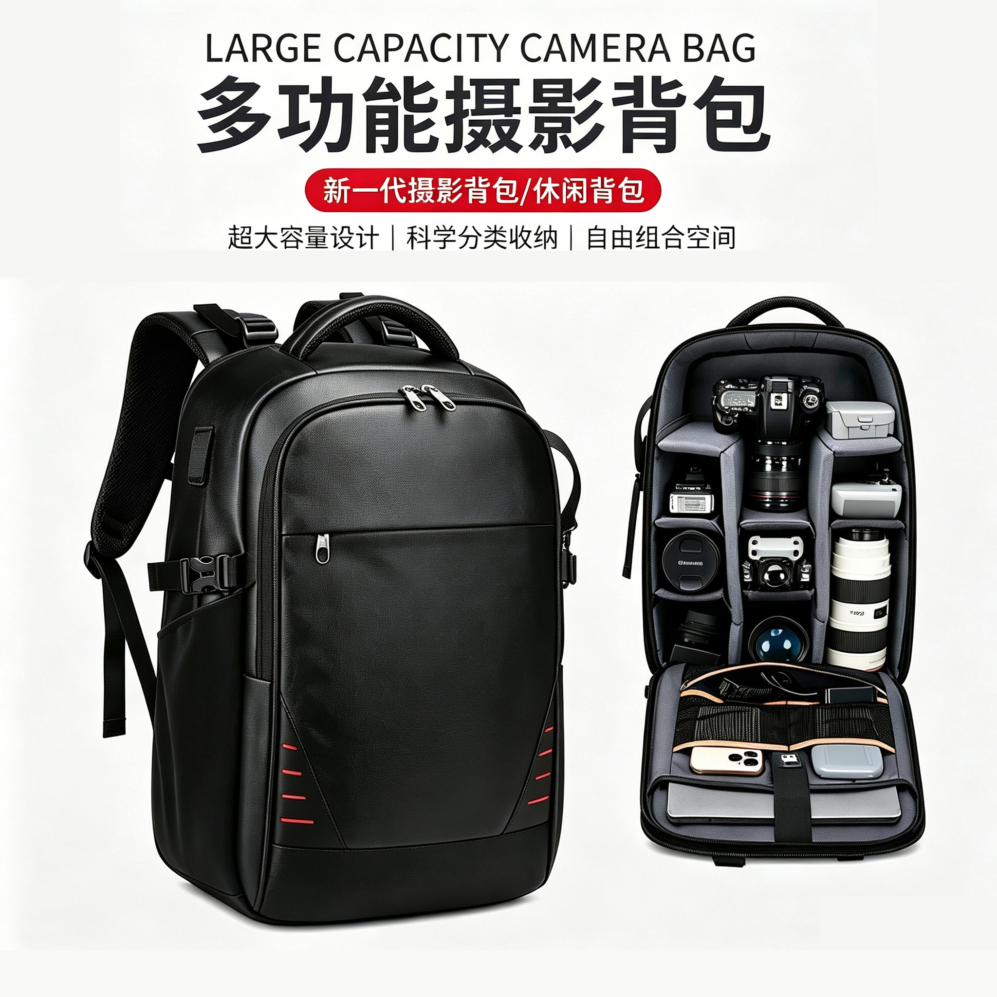 摄影相机无人机电脑稳定器双肩包