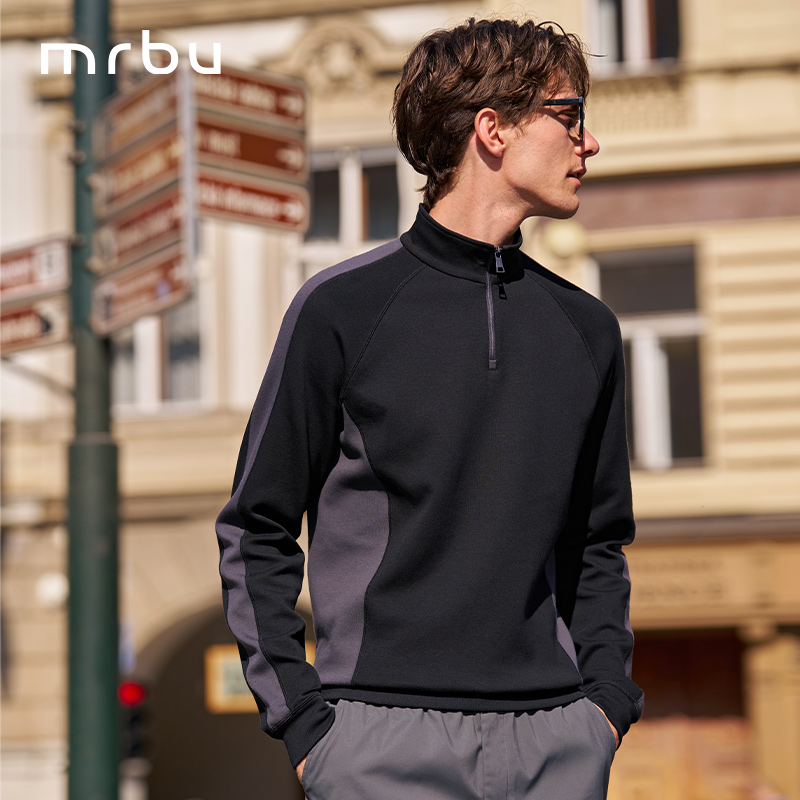 MrBu布先生立领半拉链热胆长袖男