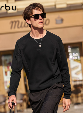 MrBu布先生热胆圆领t恤黑色新款运动风加厚保暖logo印花男KT16590