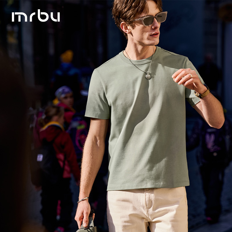 MrBu布先生短袖t恤男款重磅绿色
