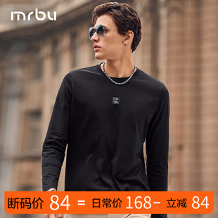 KT01765断码 MrBu布先生重磅长袖 T恤男logo印花秋冬简约内搭打底衫