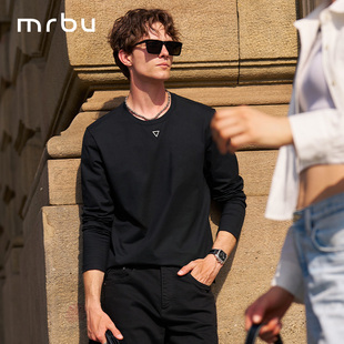 MrBu布先生标准长袖T恤衫男圆领三角形金属装饰休闲时尚KT16565