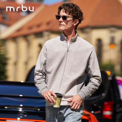 MrBu布先生灰色长袖外套拉链开衫