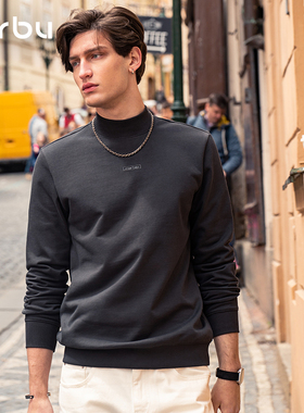 MrBu布先生小高领卫衣男款立体印花长袖t恤秋冬正肩上衣KT01910