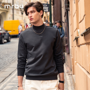 MrBu布先生小高领卫衣男款 t恤秋冬正肩上衣KT01910 立体印花长袖