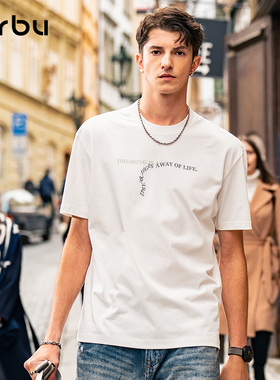 MrBu布先生字母印花廓形圆领短袖男款体恤夏季凉感t恤衫GT15271