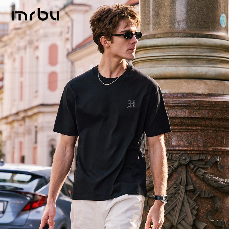 MrBu布先生短袖T恤男士黑色字母印花重磅纯棉宽松下摆开衩GT16328,男装,T恤,淘宝优惠券,粉丝福利购,淘宝优惠卷