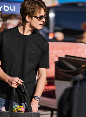 MrBu布先生圆领廓形短袖T恤男款黑色宽松休闲夏季新品百搭GT16339