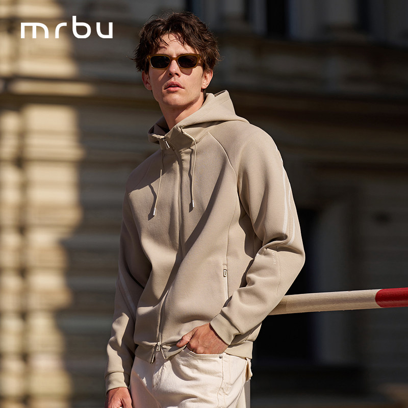 MrBu布先生开衫卫衣外套新款男士上衣连帽机能风插肩袖KT16633