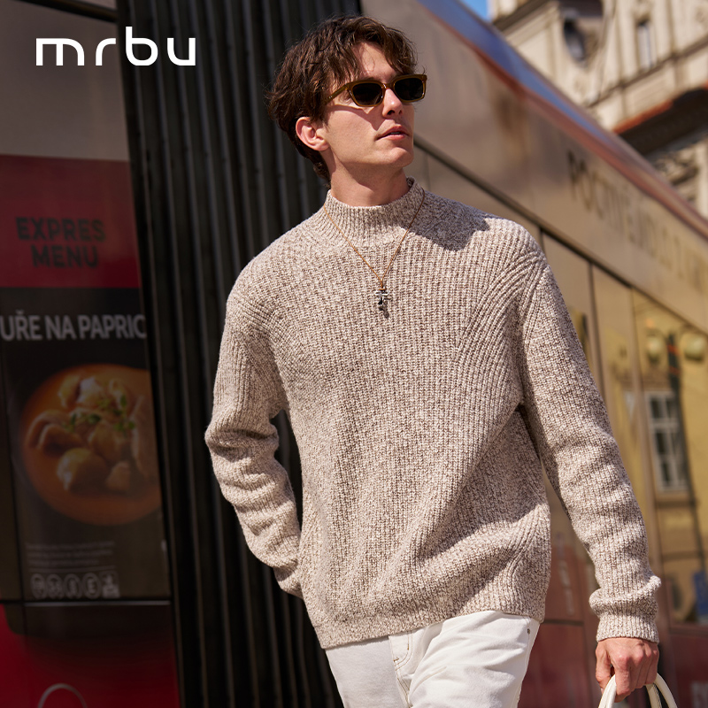MrBu布先生毛衣男长袖混色针织衫