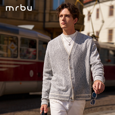 布先生羊毛外套秋冬男款长袖V领