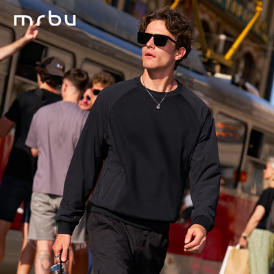 MrBu布先生插肩袖圆领卫衣男新款
