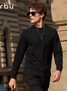 MrBu布先生圆领长袖热胆秋冬加厚保暖t恤男印花马鞍肩KT16586断码