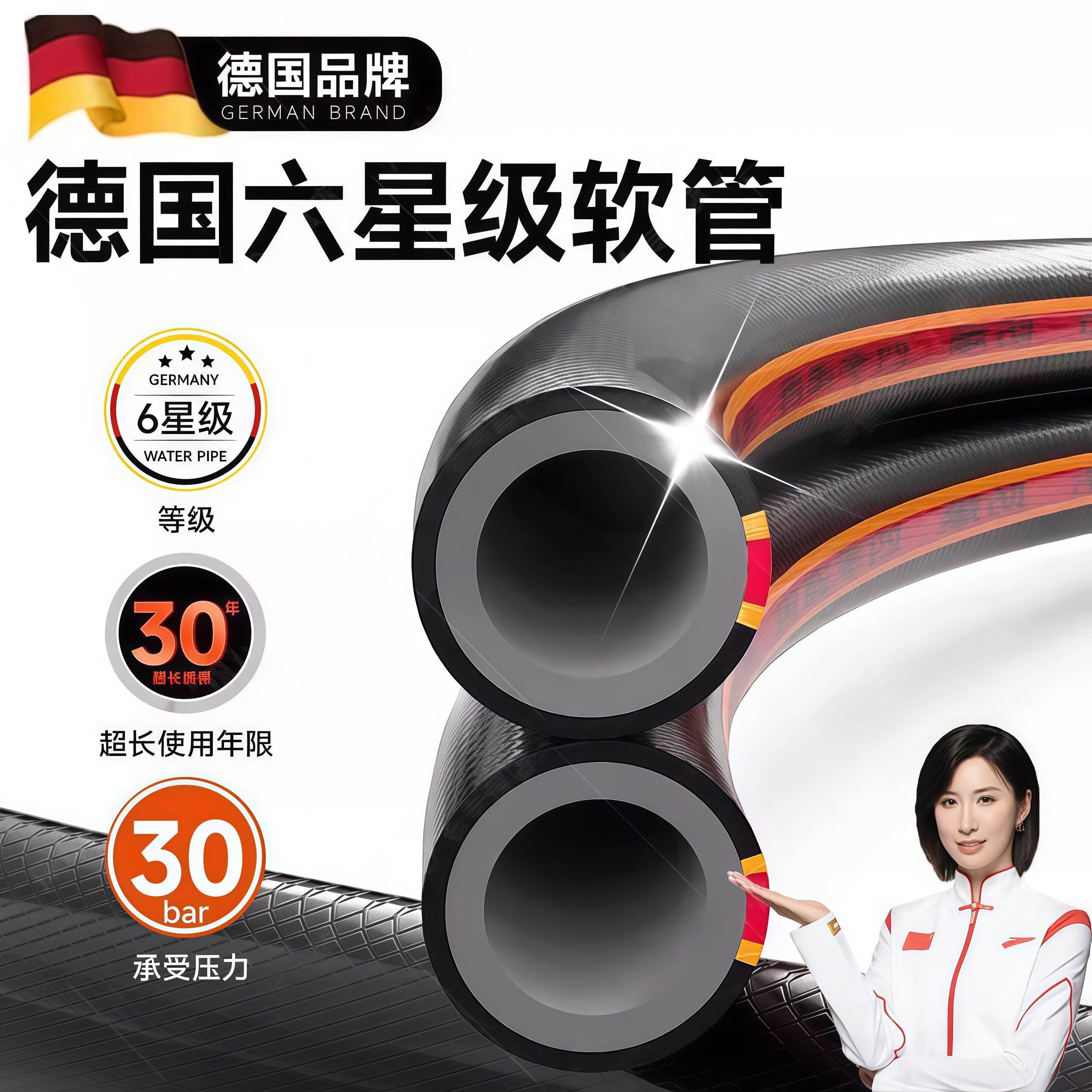 德国水管软管加厚防爆防晒四6分一寸高压浇水浇菜花专用防冻牛筋