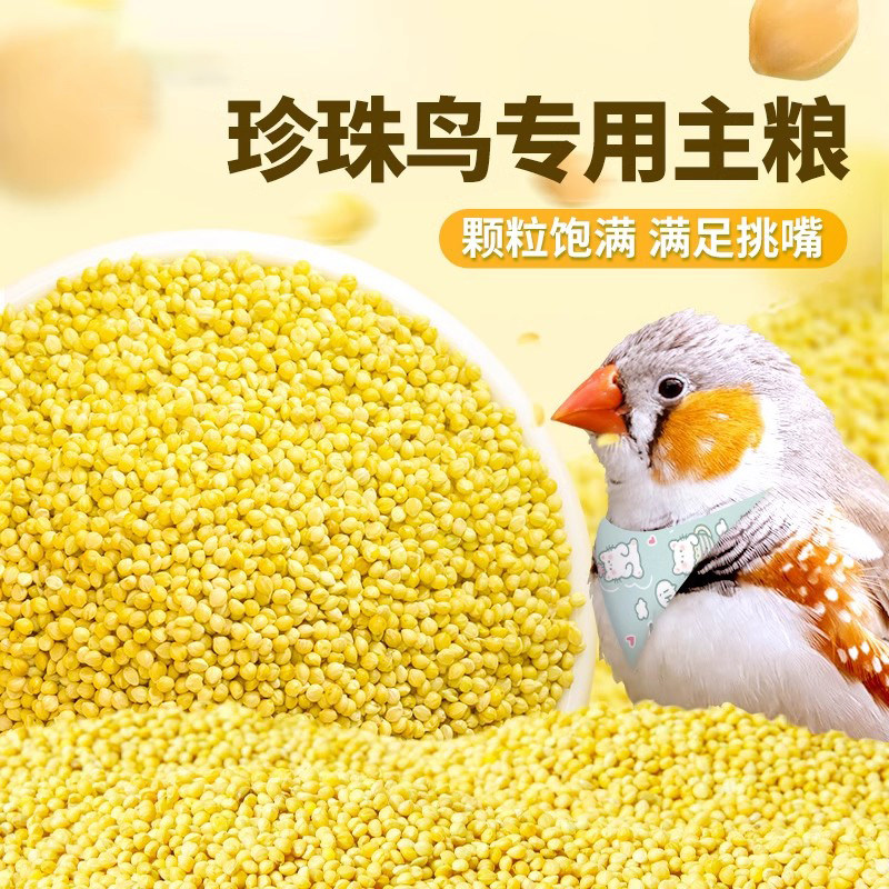 珍珠鸟专用带壳黄谷子文鸟鹦鹉营养鸟粮鸟食十姐妹七彩麻雀饲料