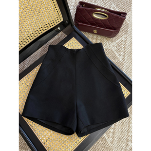 百搭好穿黑色毛呢短裤 张阿星 秋冬高腰收腰修身 毛呢短裤 西装