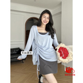 张阿星 吊带连衣裙 质感灰修身 慵懒天菜 大U领遮肉防晒天丝上衣