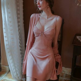 高级感性感真丝睡衣女款2025新款吊带睡裙外袍带胸垫家居服礼盒装