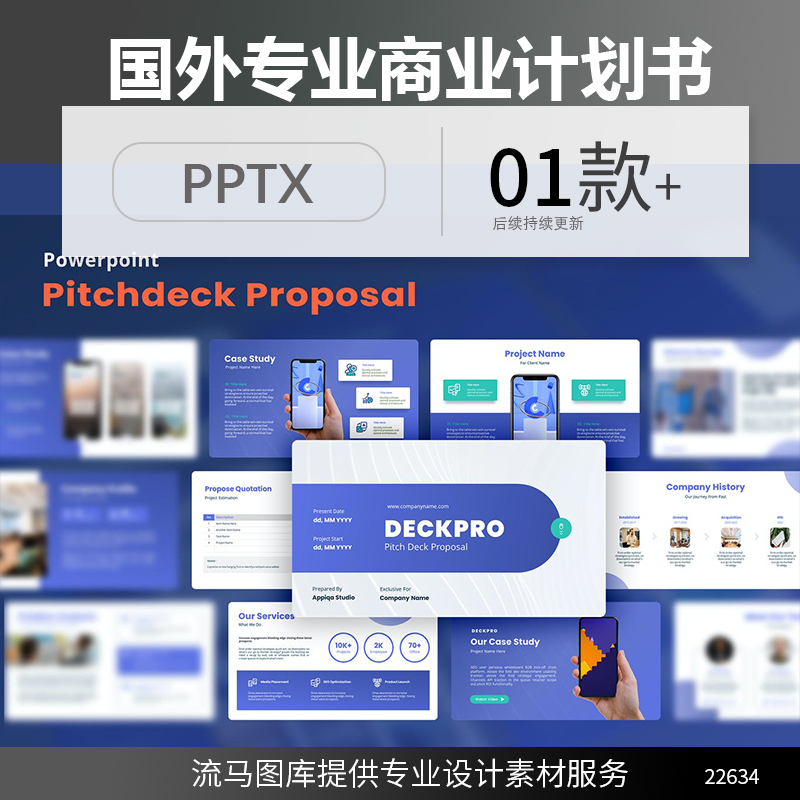 国外专业高端蓝色商业融资计划书有说服力和影响力PPT素材模版a