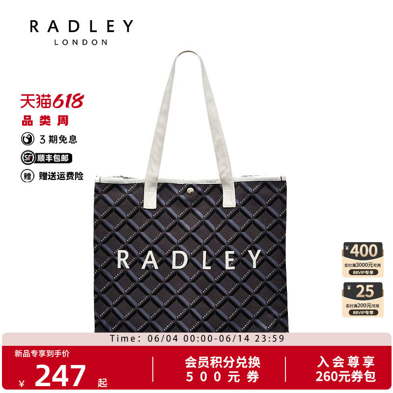 Radley英国奢品帆布袋织物萌时尚单肩拼色气质龄手提轻熟