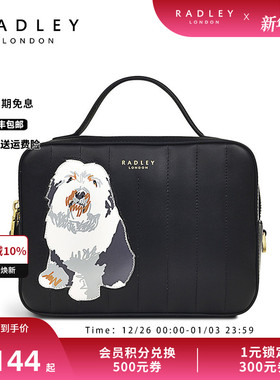 Radley24SS新品英国奢品牛皮黑色手提相机包萌宠印花约会出行小巧
