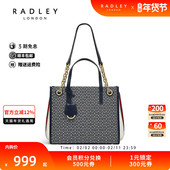 Radley23FW英国奢品牛仔老花拼色牛皮手提包托特单肩包复古大容量