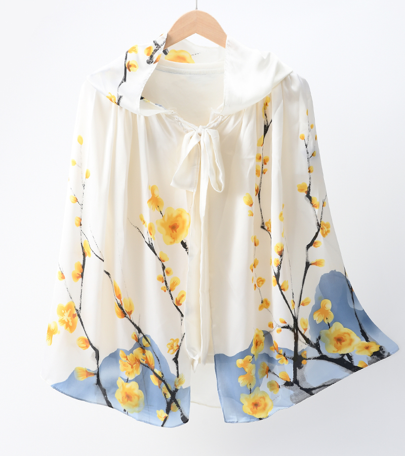 丝绸质感！系带防晒披肩斗篷