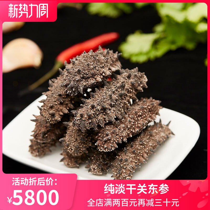 北海道关东参高端50-60头淡干海参500g 六排刺海参干货礼盒