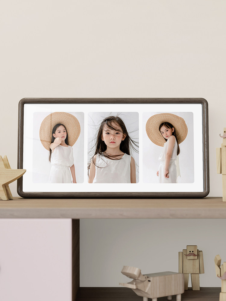 洗儿童照片做成相框摆台实木胡桃木高级感定制婚纱照全家福相册,家居饰品,相框/画框,淘宝优惠券,粉丝福利购,淘宝优惠卷