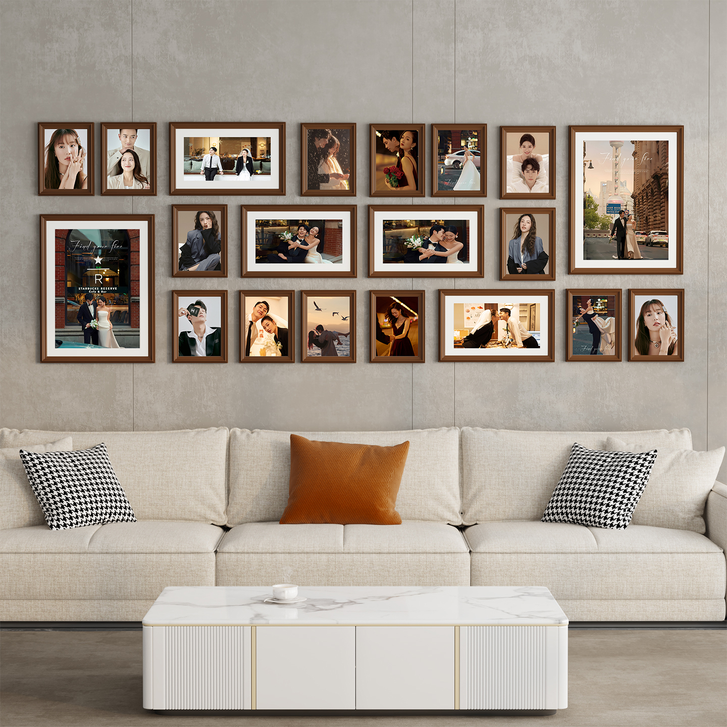 沙发背景墙组合挂墙相框免打孔