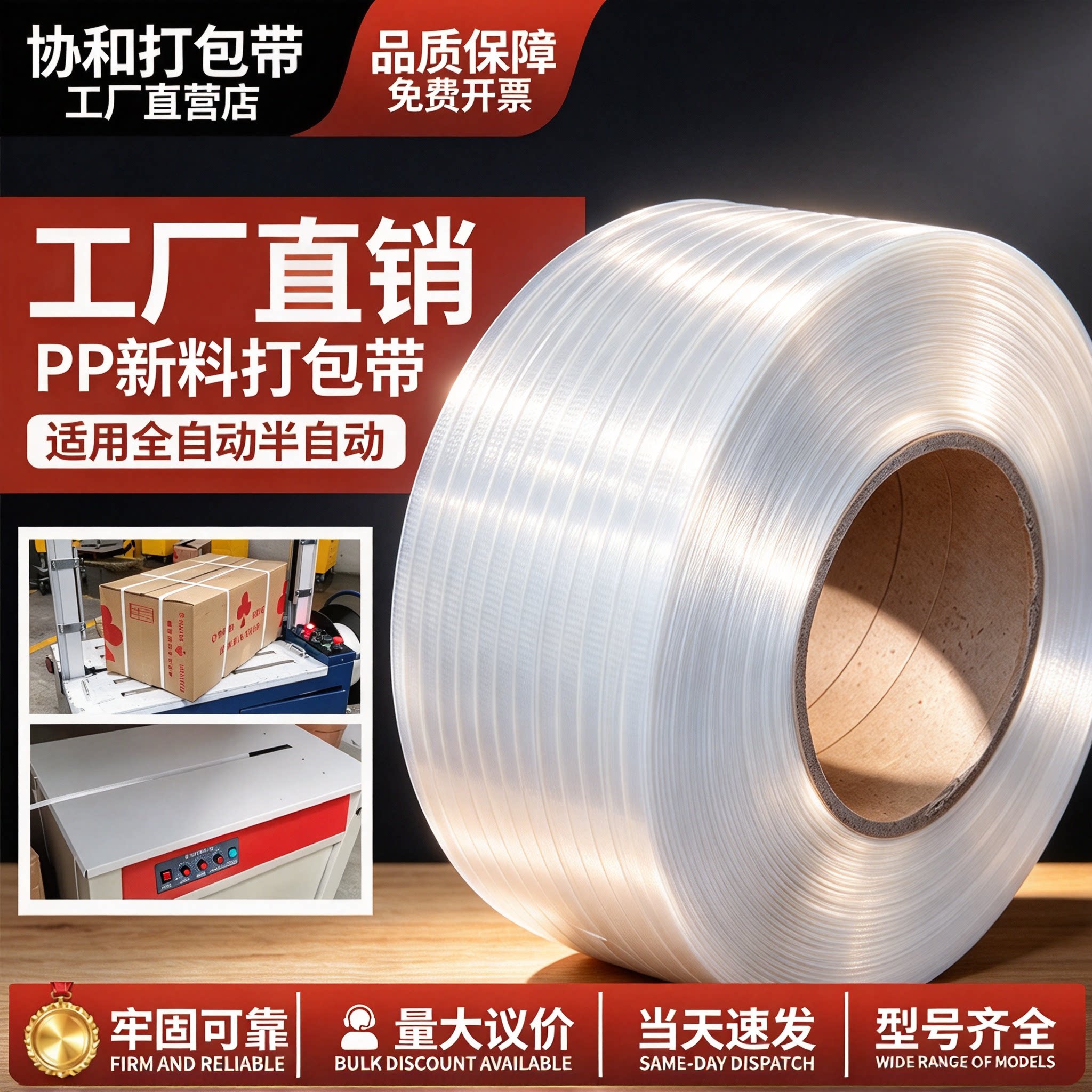 半自动机用透明打包带全自动塑料打包带全新料手工pp带热熔捆绑带