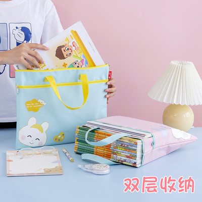 牛津帆布可爱卡通A4双层大容量