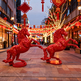 新马年网红打卡通吉祥物雕塑大摆件商场别墅玄关客厅氛围装 饰布置