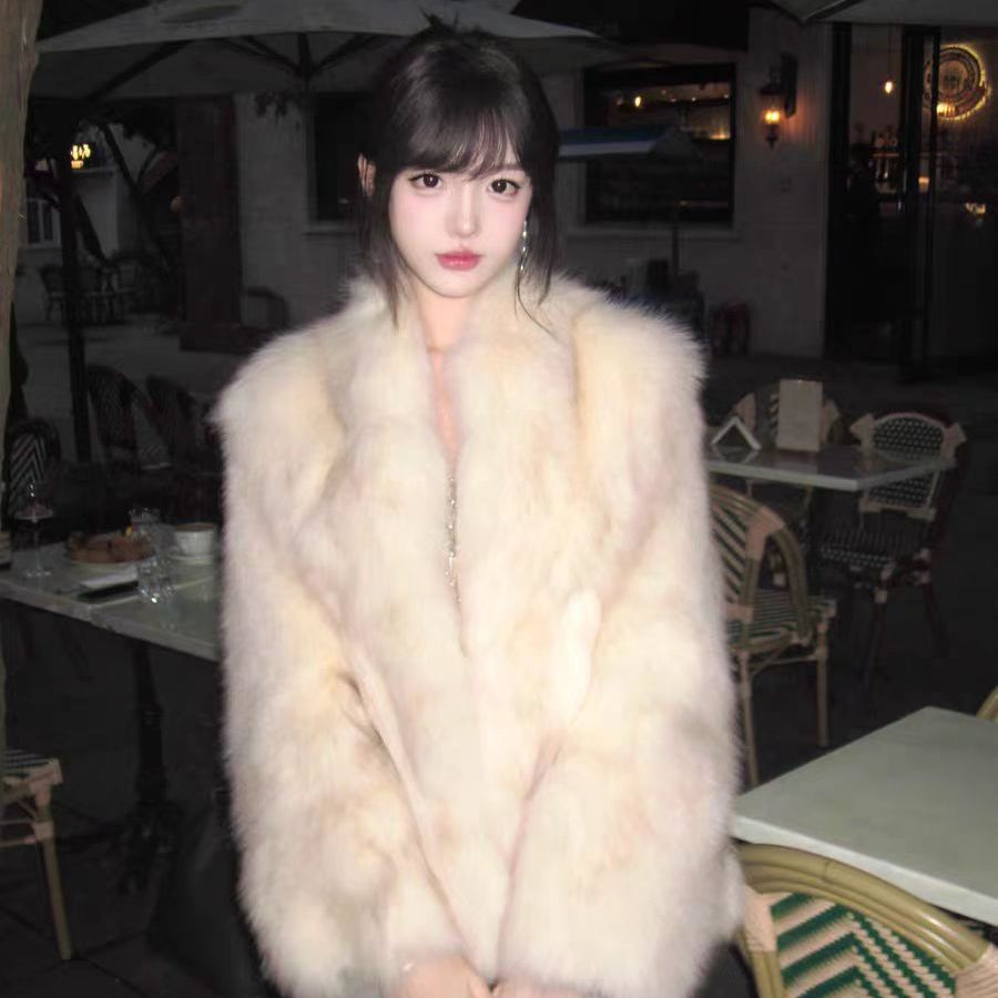 暖冬小千金新款狐狸坎毛立领宽松皮草外套女年轻显瘦貂皮毛毛上衣