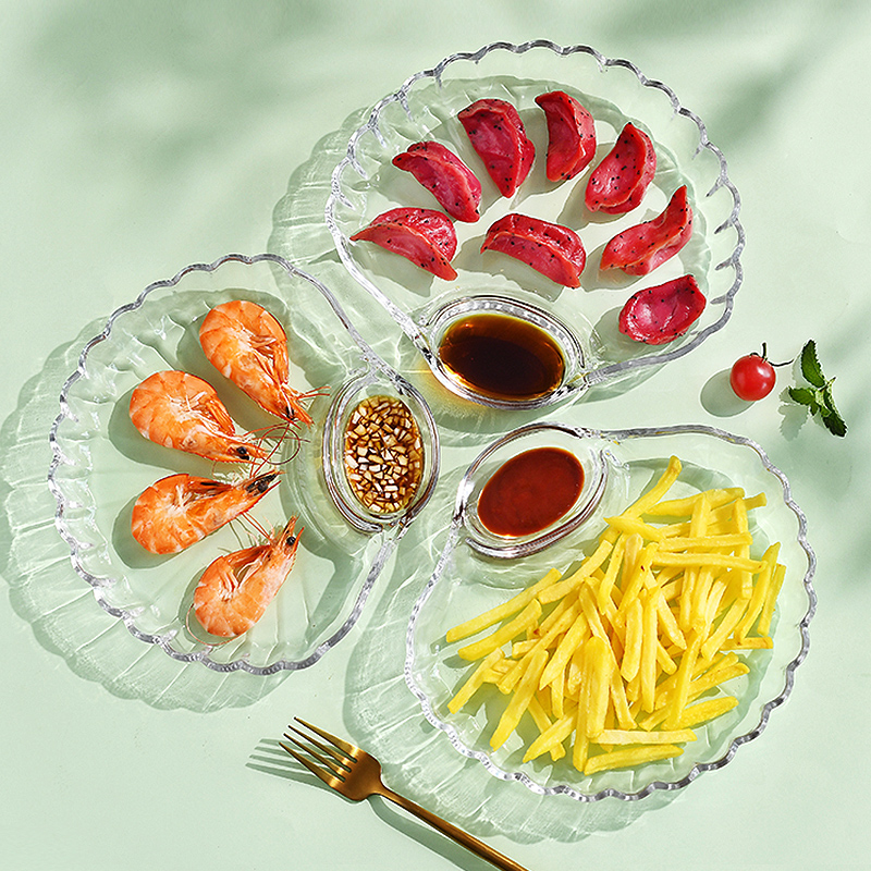 分隔贝壳扇形饺子盘蘸料水果盘