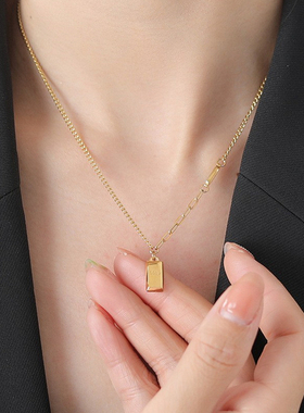 轻奢暴富小金砖锁骨链