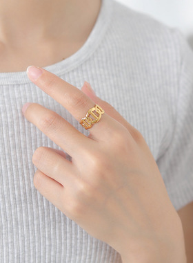 ins冷淡风猪鼻子钛钢戒指女