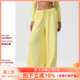 女带口袋 抽绳弹性休闲瑜伽裤 裸感运动阔腿裤 女宽松低腰健身直筒裤