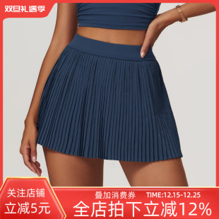 百褶半身裙裤 女透气含内衬防走光口袋运动瑜伽短裙网球健身短裙