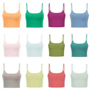 细肩带瑜伽背心女带胸垫性感美背运动文胸聚拢健身房内衣吊带bra